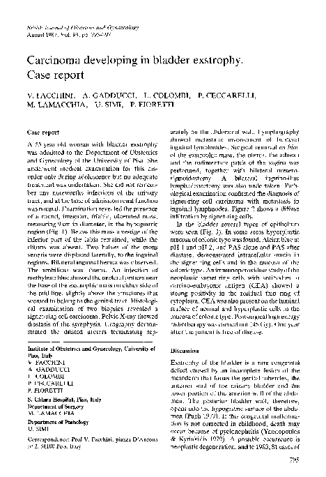 (PDF) Carcinoma developing in bladder exstrophy. Case report