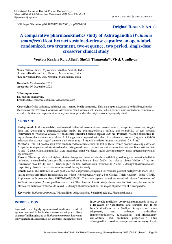 (PDF) A comparative study of Ashwagandha (Withania