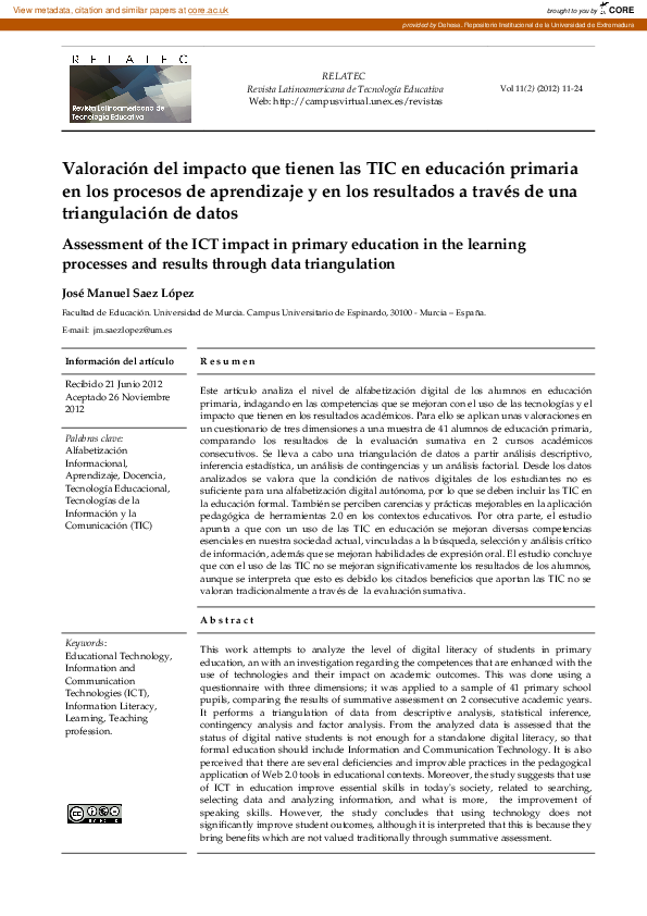 (PDF) Assessment of the ICT impact in primary education in the learning ...