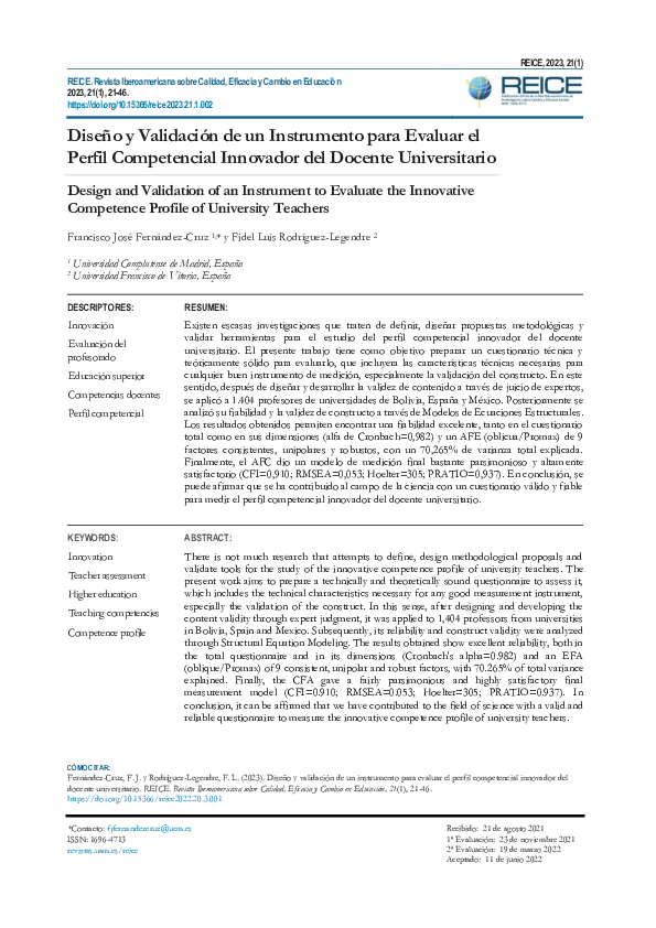 (PDF) Design and Validation of an Instrument to Evaluate the Innovative ...