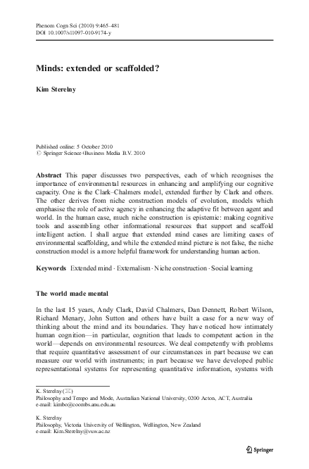 (PDF) Minds: extended or scaffolded?