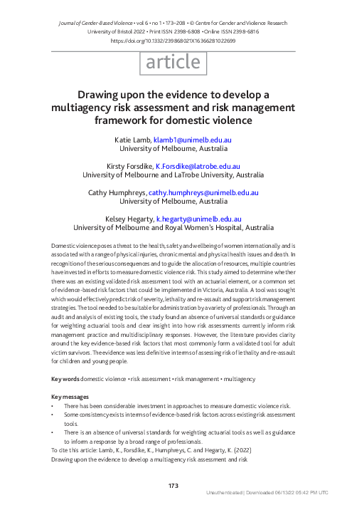 (PDF) Drawing upon the evidence to develop a multiagency risk ...