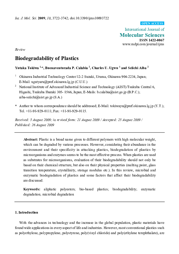 (PDF) Biodegradability of Plastics