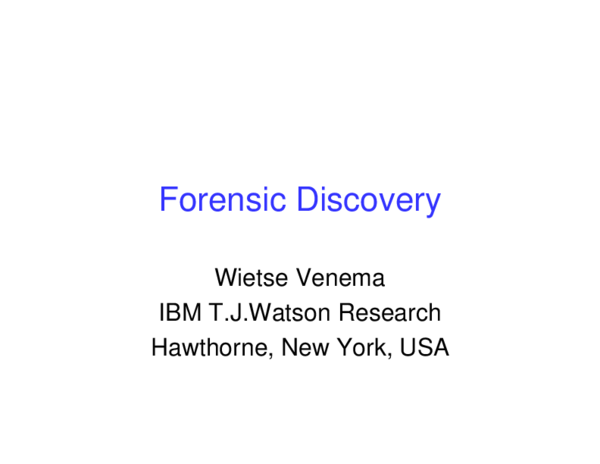 (PDF) Forensic Discovery