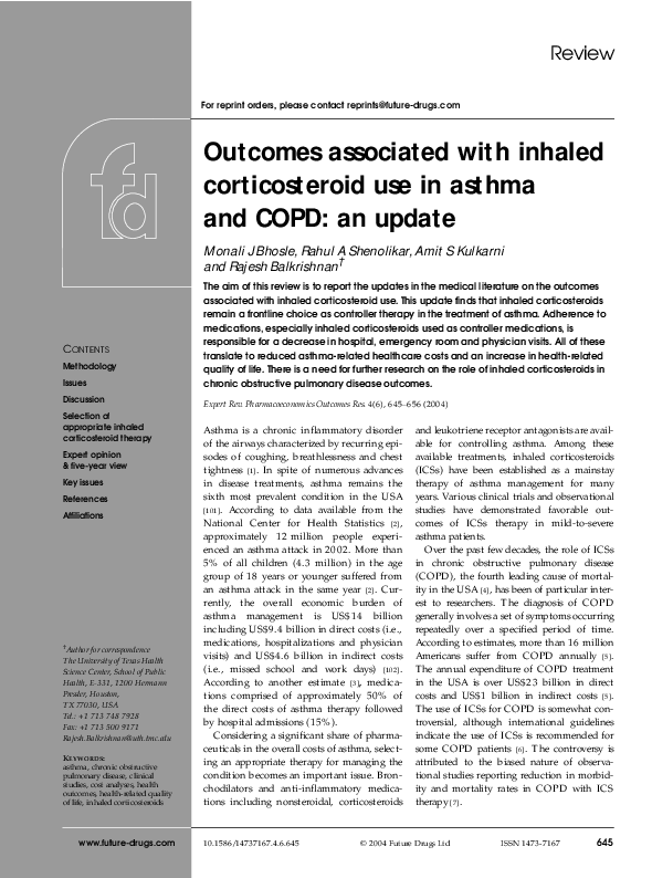 (PDF) Outcomes associated with inhaled corticosteroid use in asthma and ...
