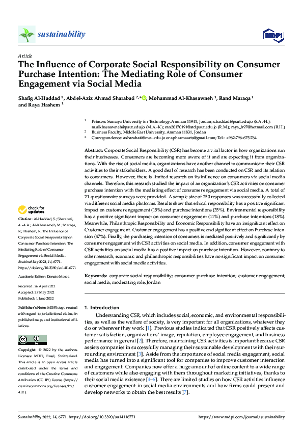(PDF) The Influence of Corporate Social Responsibility on Consumer ...
