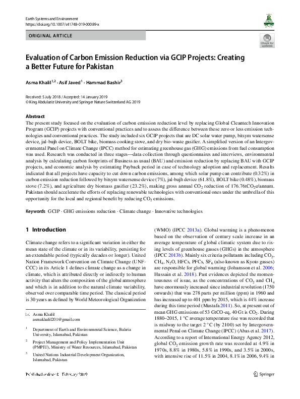 (PDF) Evaluation of Carbon Emission Reduction via GCIP Projects ...