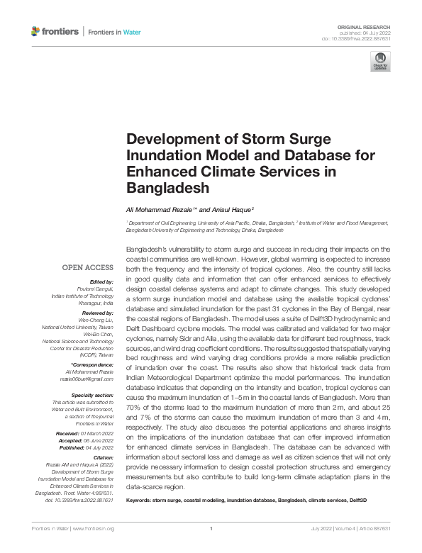 (PDF) Development of Storm Surge Inundation Model and Database for ...