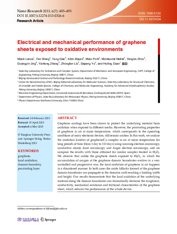 (PDF) Electrical and mechanical performance of graphene sheets exposed ...