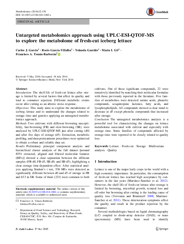 (PDF) Untargeted metabolomics approach using UPLC-ESI-QTOF-MS to ...