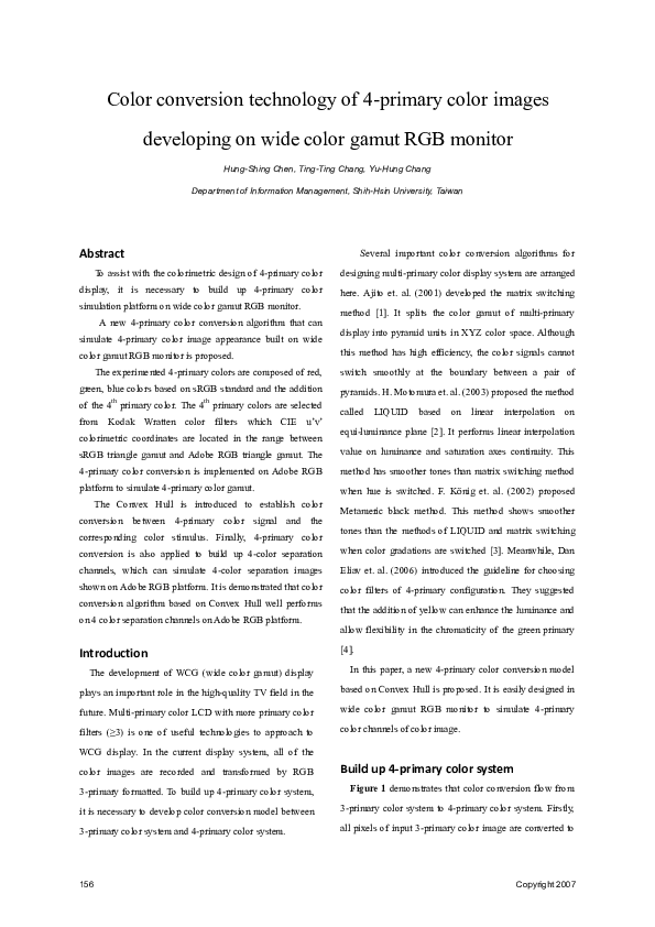 (PDF) Color conversion technology of 4-primary color images developing ...