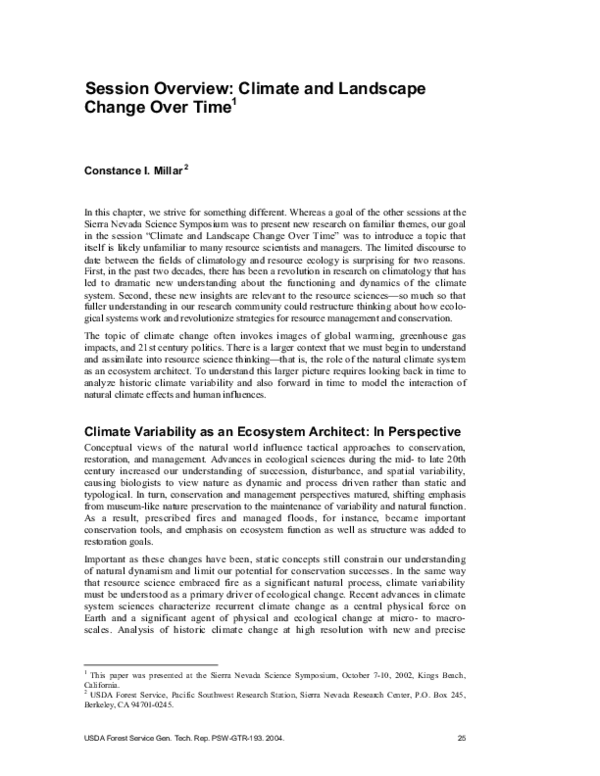(PDF) Session Overview Climate and Landscape Change Over Time1
