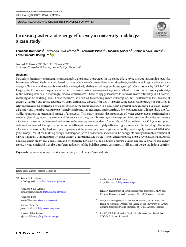 (PDF) Increasing water and energy efficiency in university buildings: a ...
