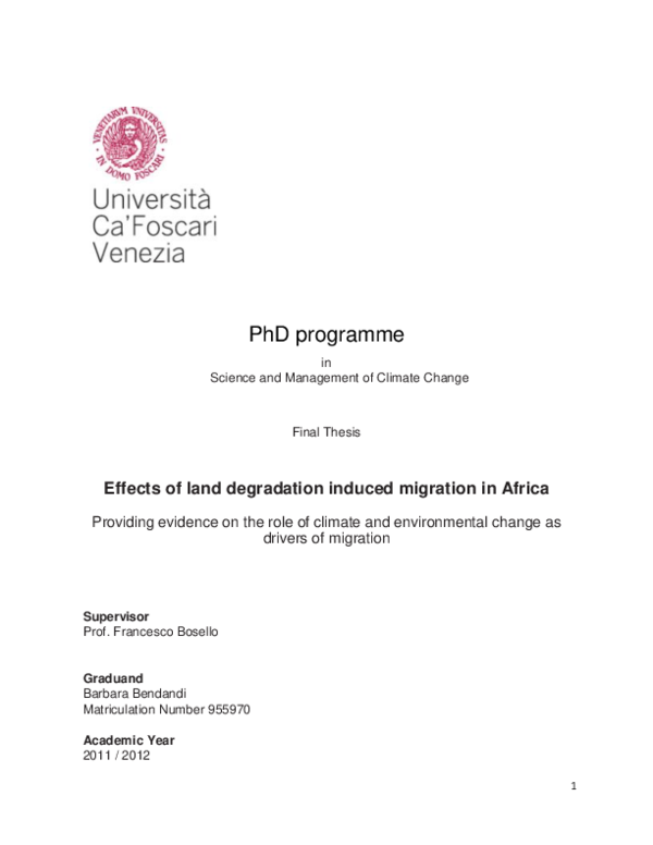 (PDF) Effects of land degradation induced migration in Africa ...