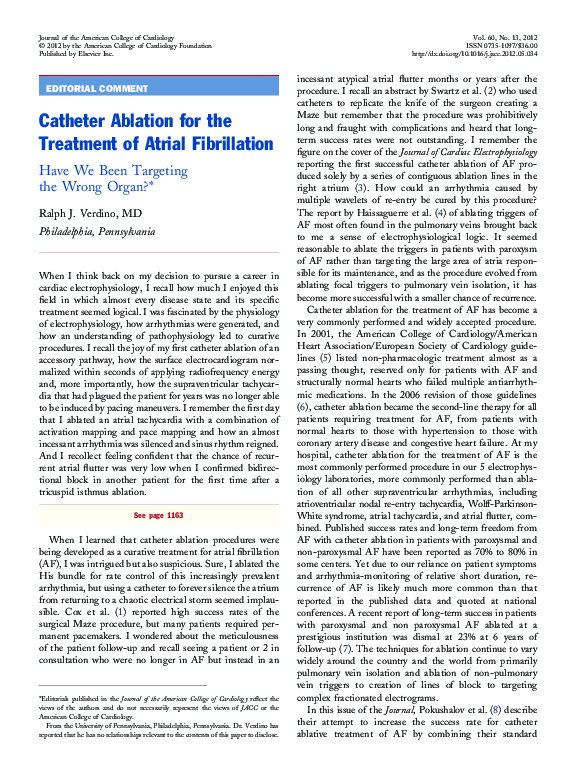 (PDF) Catheter Ablation for the Treatment of Atrial Fibrillation