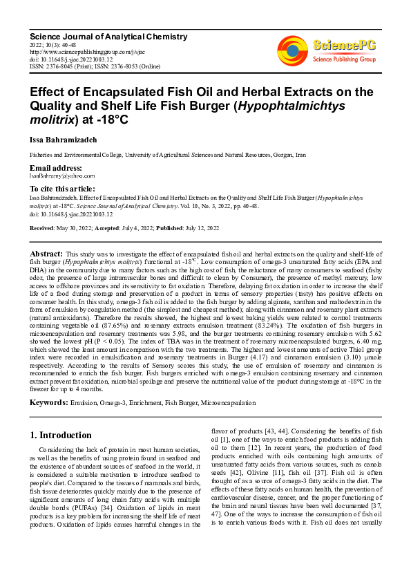 (PDF) Effect of Encapsulated Fish Oil and Herbal Extracts on the ...