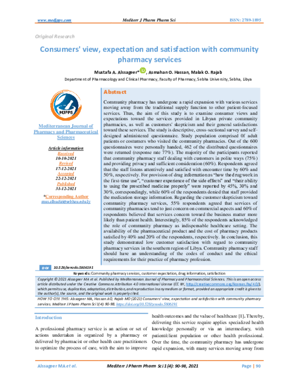 (PDF) Consumers' view, expectation and satisfaction with community ...