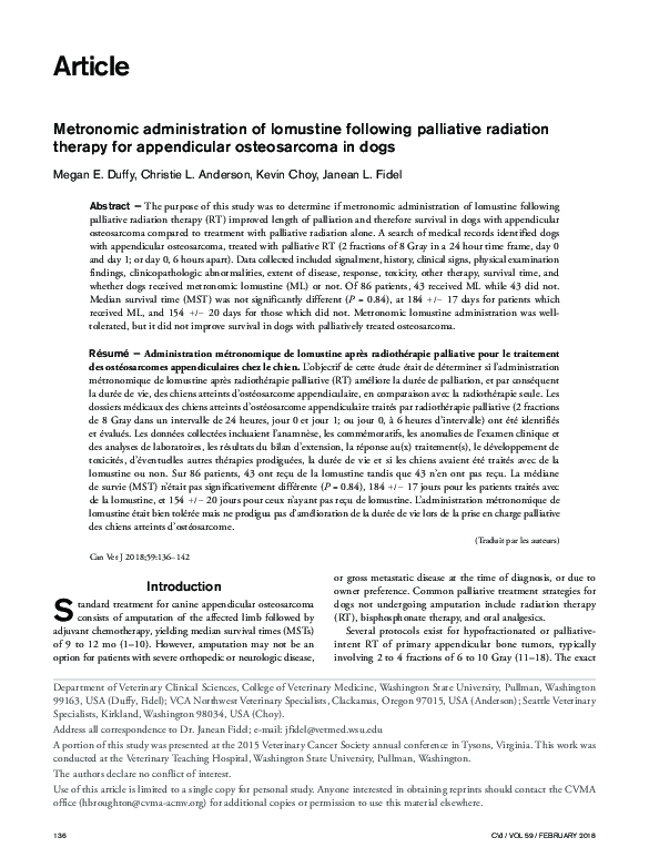 (PDF) Metronomic administration of lomustine following palliative ...