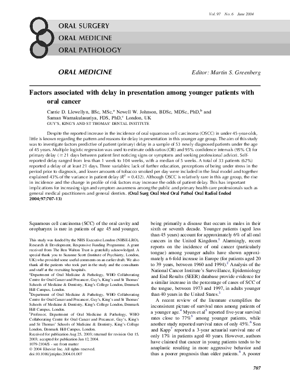(PDF) Factors associated with delay in presentation among younger ...