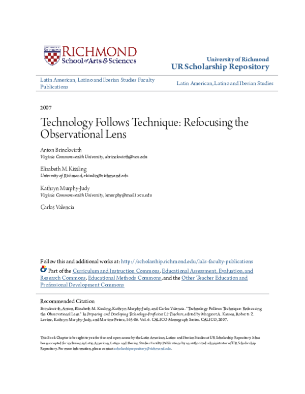 (PDF) Technology follows technique: Refocusing the observational lens ...