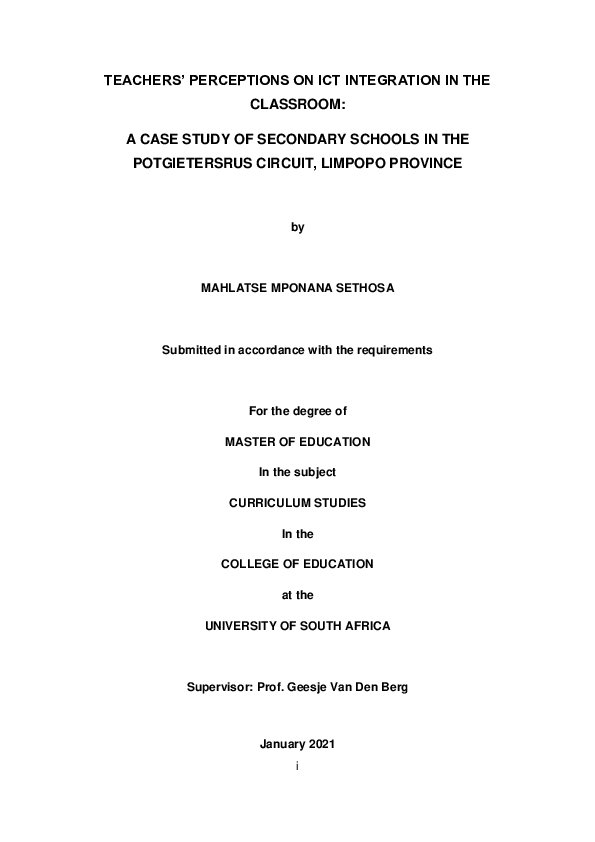 (PDF) Teachers Perceptions on Ict Integration in the Classroom a Case ...