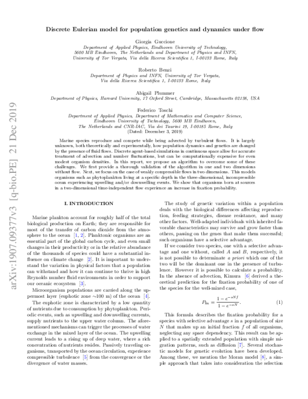 (PDF) Discrete Eulerian model for population genetics and dynamics ...