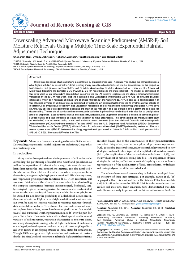 (PDF) Downscaling Advanced Microwave Scanning Radiometer (AMSR-E) Soil ...