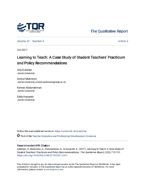 (PDF) Learning to Teach: A Case Study of Student Teachers' Practicum ...