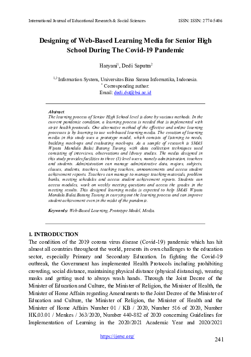 (PDF) Designing of Web-Based Learning Media for Senior High School ...