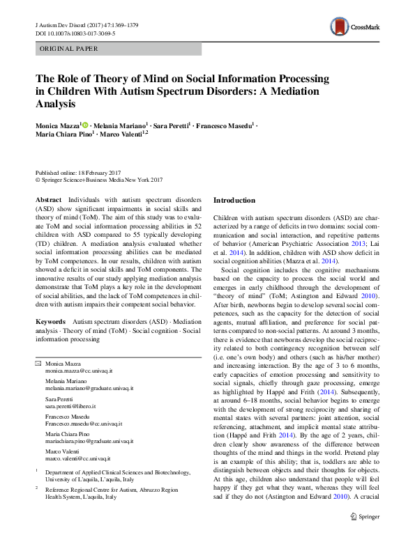 (PDF) The Role of Theory of Mind on Social Information Processing in ...