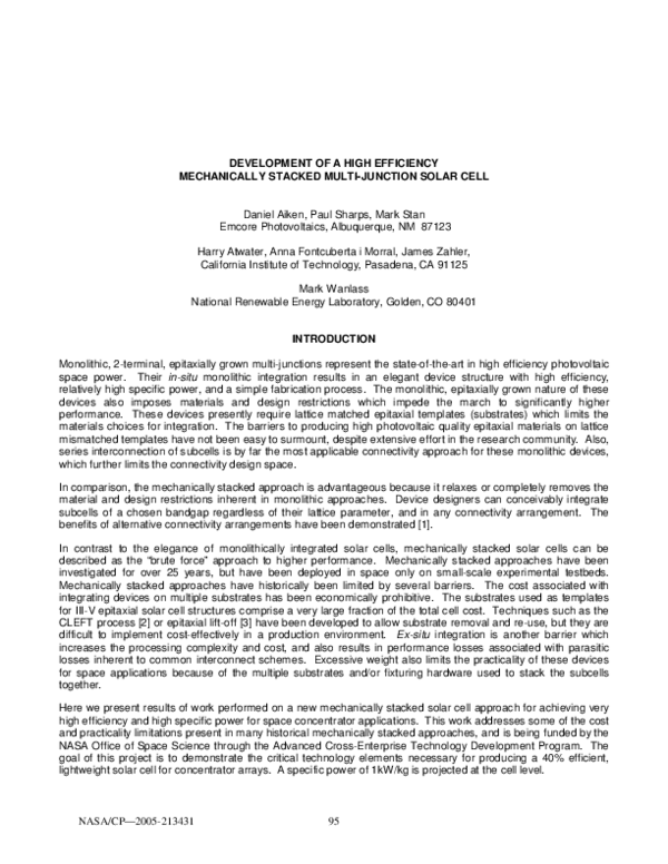 (PDF) Development of a high efficiency mechanically stacked multi ...