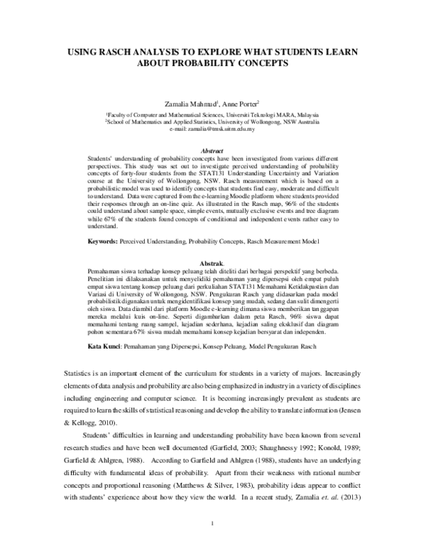 (PDF) Using Rasch Analysis to Explore What Students Learn About ...