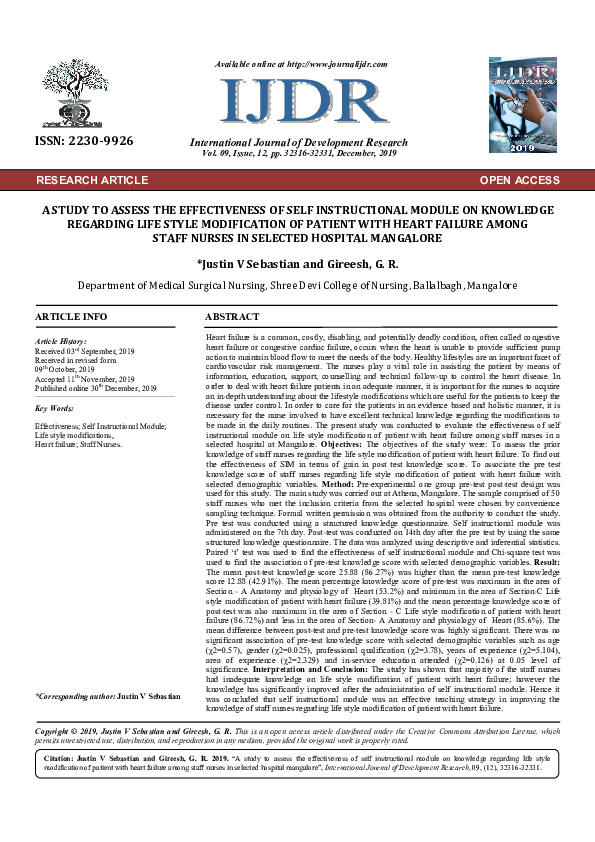 (PDF) A STUDY TO ASSESS THE EFFECTIVENESS OF SELF INSTRUCTIONAL MODULE ...
