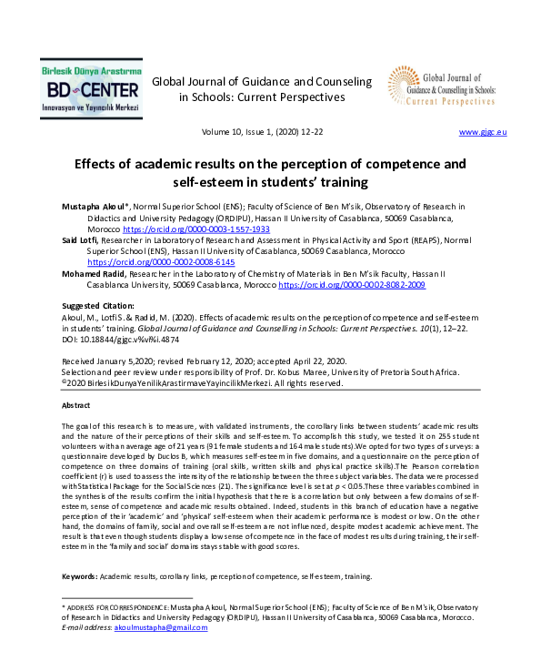 (PDF) Effects of academic results on the perception of competence and ...
