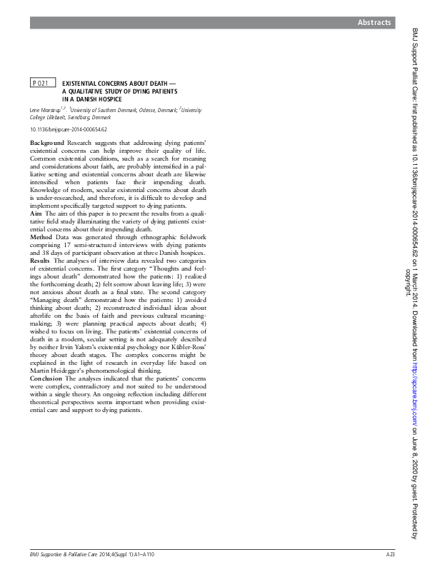 (PDF) Existential Concerns About Death