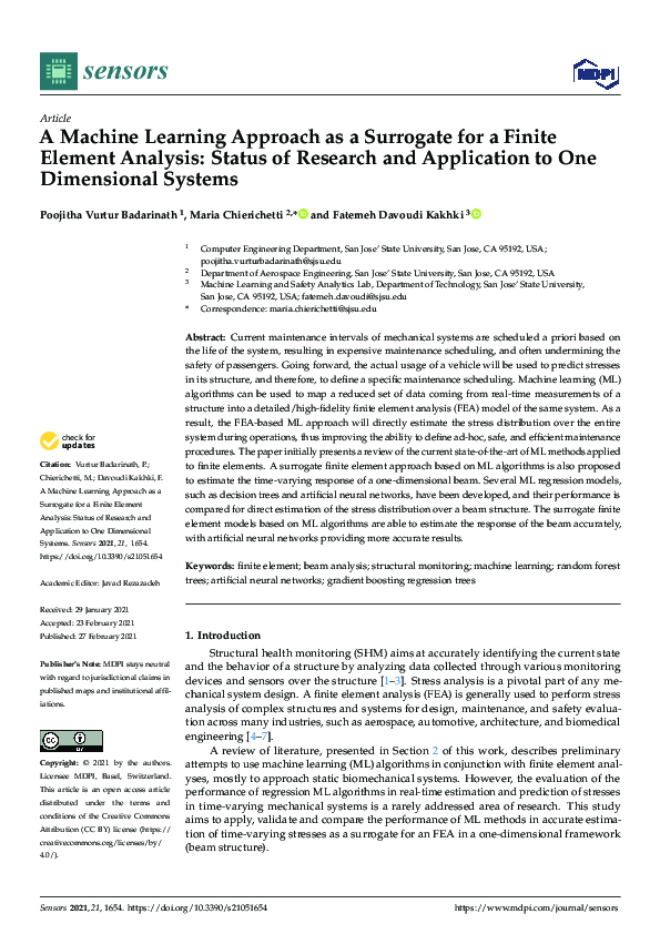 (PDF) A Machine Learning Approach as a Surrogate for a Finite Element ...