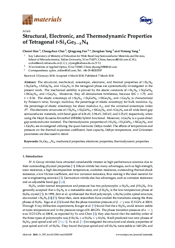 (PDF) Structural, electronic and thermodynamic properties of wide band ...