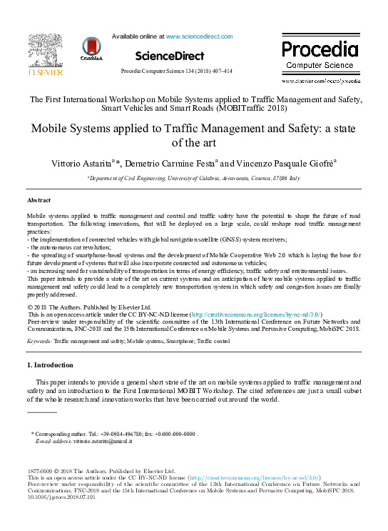 (PDF) Mobile Systems applied to Traffic Management and Safety: a state ...