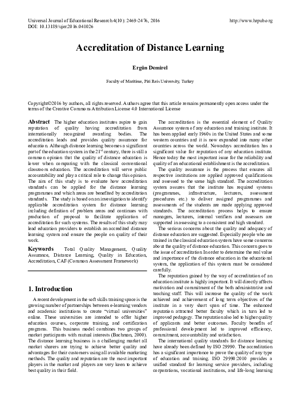 (PDF) Accreditation of Distance Learning