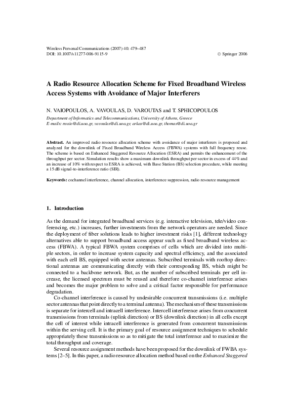 (PDF) A Radio Resource Allocation Scheme for Fixed Broadband Wireless ...