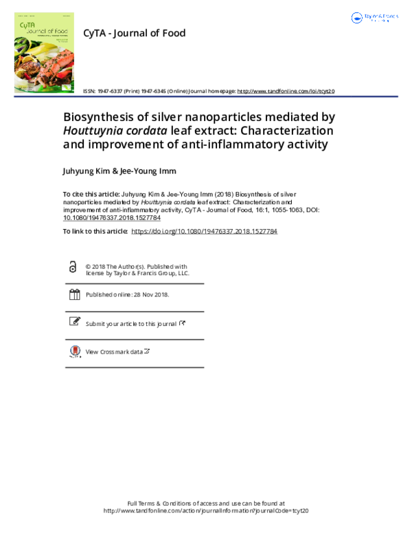 (PDF) Biosynthesis of silver nanoparticles mediated by Houttuynia ...