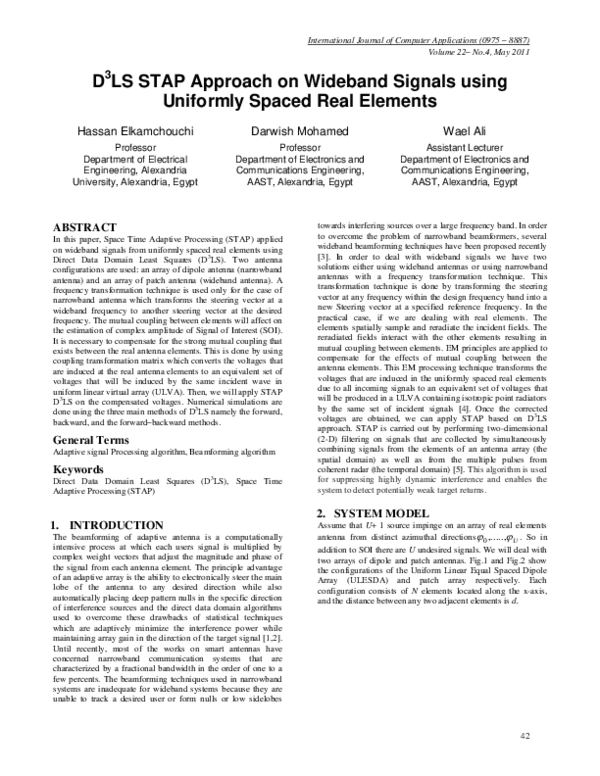 (PDF) D3LS STAP Approach on Wideband Signals using Uniformly Spaced ...