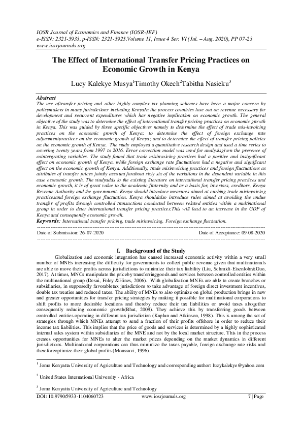 (PDF) The Effect of International Transfer Pricing Practices on ...