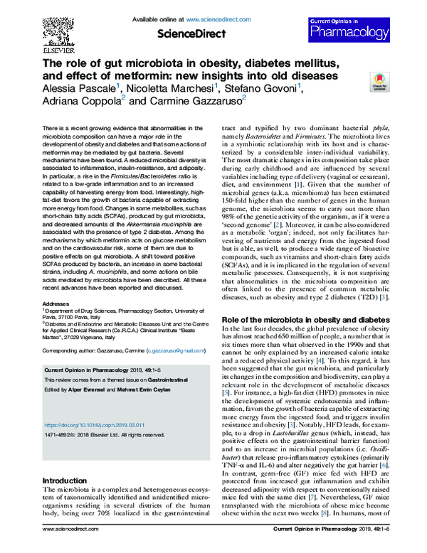 (PDF) The role of gut microbiota in obesity, diabetes mellitus, and ...