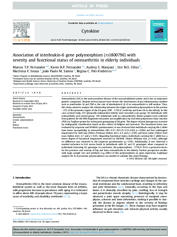 (PDF) Association of Interleukin-6 Gene Polymorphism With Angina Pectoris