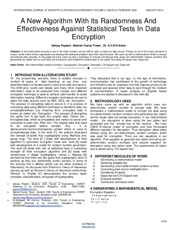 (PDF) A New Algorithm With Its Randomness And Effectiveness Against ...
