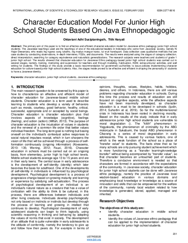 (PDF) Character Education Model For Junior High School Students Based ...