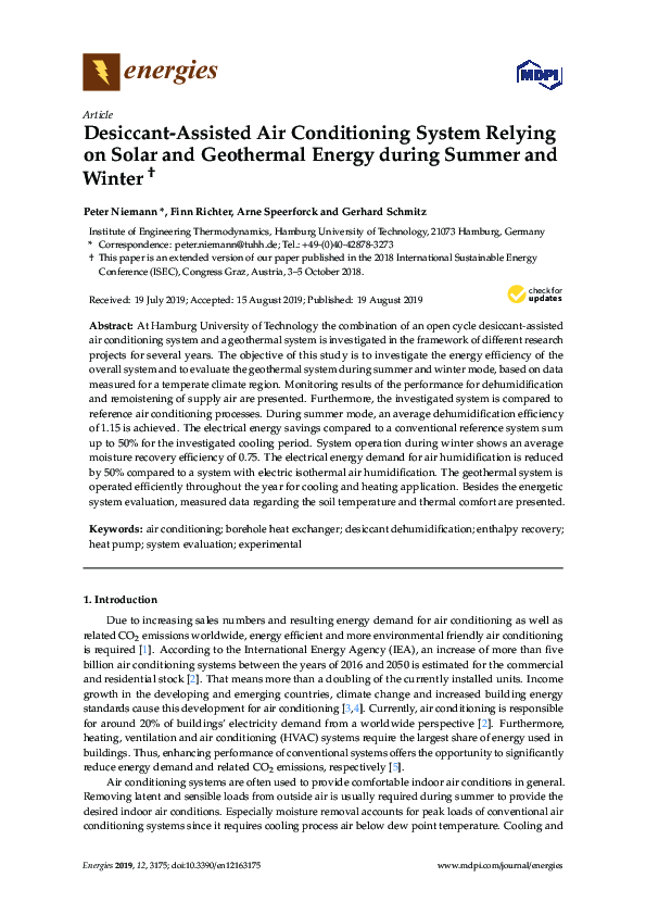 (PDF) Desiccant-Assisted Air Conditioning System Relying on Solar and ...