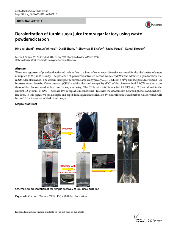 (PDF) Decolorization of turbid sugar juice from sugar factory using ...