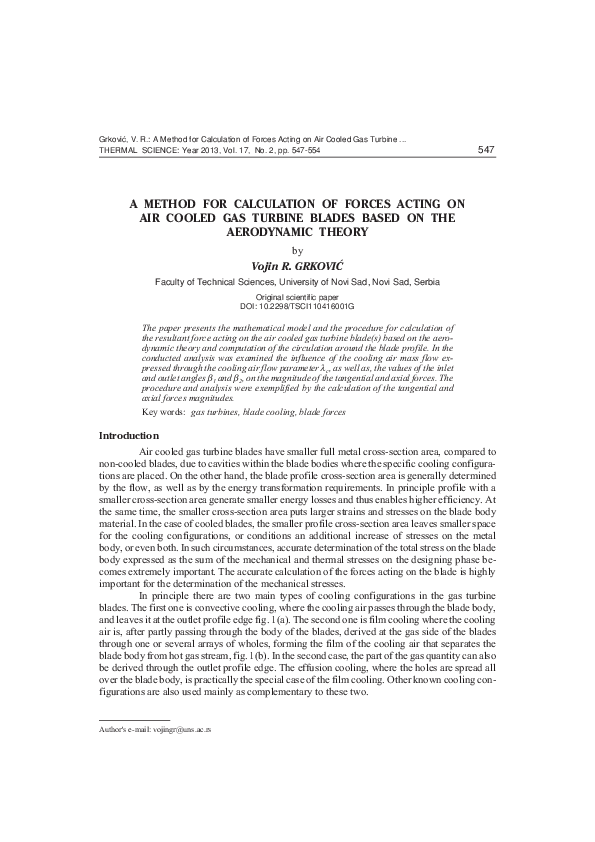 (PDF) A method for calculation of forces acting on air cooled gas ...
